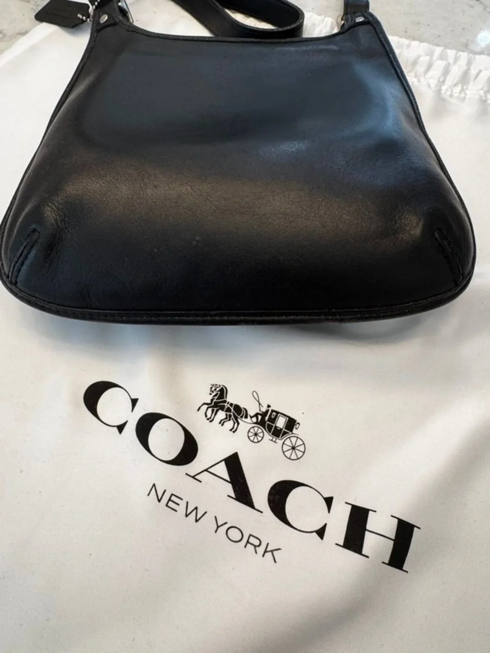 Vintage Coach Small Hippie Flap 2000 Bag Black Silver Leather 9135